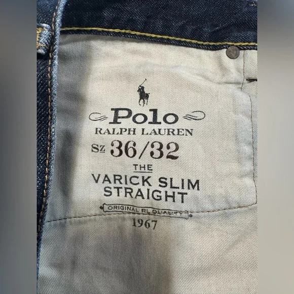Polo Ralph Lauren Mens Varick Slim Straight Blue Denim Size 36X32 (38X31) Actual - Picture 5 of 12